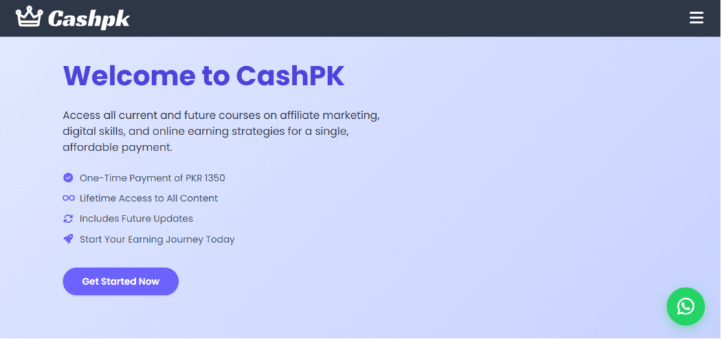 Screenshot of Homepage of Official Website of cashpk